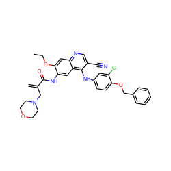 C=C(CN1CCOCC1)C(=O)Nc1cc2c(Nc3ccc(OCc4ccccc4)c(Cl)c3)c(C#N)cnc2cc1OCC ZINC000028125120