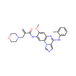 C=C(CN1CCOCC1)C(=O)Nc1cc2c(cc1OC)nc(Nc1ccccc1C)c1cncn12 ZINC000073166907