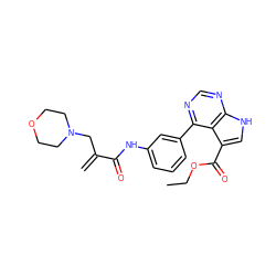 C=C(CN1CCOCC1)C(=O)Nc1cccc(-c2ncnc3[nH]cc(C(=O)OCC)c23)c1 ZINC000225209554