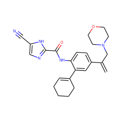 C=C(CN1CCOCC1)c1ccc(NC(=O)c2ncc(C#N)[nH]2)c(C2=CCCCC2)c1 ZINC000169701084