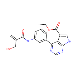 C=C(CO)C(=O)Nc1cccc(-c2ncnc3[nH]cc(C(=O)OCC)c23)c1 ZINC000218980410