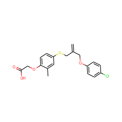 C=C(COc1ccc(Cl)cc1)CSc1ccc(OCC(=O)O)c(C)c1 ZINC000040401630