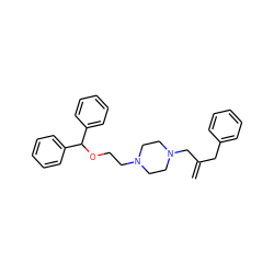 C=C(Cc1ccccc1)CN1CCN(CCOC(c2ccccc2)c2ccccc2)CC1 ZINC000023360873