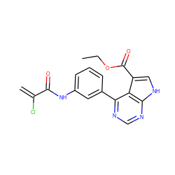 C=C(Cl)C(=O)Nc1cccc(-c2ncnc3[nH]cc(C(=O)OCC)c23)c1 ZINC000218986865