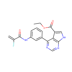 C=C(F)C(=O)Nc1cccc(-c2ncnc3[nH]cc(C(=O)OCC)c23)c1 ZINC000206754743