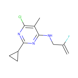 C=C(F)CNc1nc(C2CC2)nc(Cl)c1C ZINC000473126774