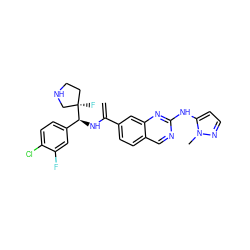 C=C(N[C@@H](c1ccc(Cl)c(F)c1)[C@]1(F)CCNC1)c1ccc2cnc(Nc3ccnn3C)nc2c1 ZINC000224513341