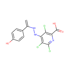 C=C(NNc1c(Cl)c(Cl)nc(C(=O)O)c1Cl)c1ccc(O)cc1 ZINC000064693658