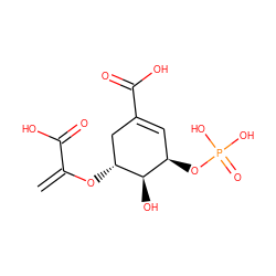 C=C(O[C@@H]1CC(C(=O)O)=C[C@@H](OP(=O)(O)O)[C@H]1O)C(=O)O ZINC000004095612