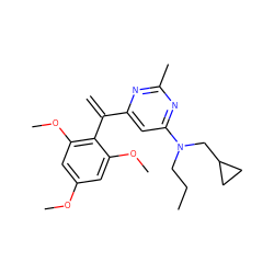 C=C(c1cc(N(CCC)CC2CC2)nc(C)n1)c1c(OC)cc(OC)cc1OC ZINC000028366023