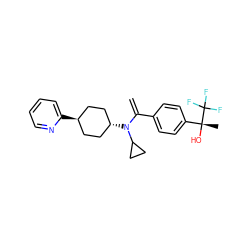 C=C(c1ccc([C@@](C)(O)C(F)(F)F)cc1)N(C1CC1)[C@H]1CC[C@H](c2ccccn2)CC1 ZINC000101630171