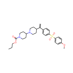 C=C(c1ccc(S(=O)(=O)c2ccc(OC)cc2)cc1)C1CCN(C2CCN(C(=O)OCCC)CC2)CC1 ZINC000026375862