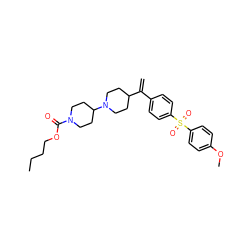 C=C(c1ccc(S(=O)(=O)c2ccc(OC)cc2)cc1)C1CCN(C2CCN(C(=O)OCCCC)CC2)CC1 ZINC000026375640