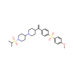 C=C(c1ccc(S(=O)(=O)c2ccc(OC)cc2)cc1)C1CCN(C2CCN(S(=O)(=O)C(C)C)CC2)CC1 ZINC000026378321