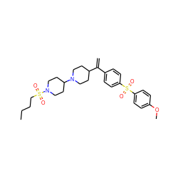 C=C(c1ccc(S(=O)(=O)c2ccc(OC)cc2)cc1)C1CCN(C2CCN(S(=O)(=O)CCCC)CC2)CC1 ZINC000026378318