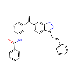 C=C(c1cccc(NC(=O)c2ccccc2)c1)c1ccc2c(/C=C/c3ccccc3)n[nH]c2c1 ZINC000143024299