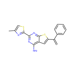 C=C(c1ccccc1)c1cc2c(N)nc(-c3nc(C)cs3)nc2s1 ZINC000096908911