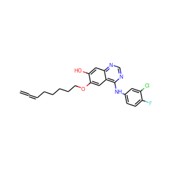 C=C=CCCCCCOc1cc2c(Nc3ccc(F)c(Cl)c3)ncnc2cc1O ZINC000045337173