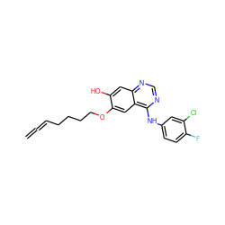 C=C=CCCCCOc1cc2c(Nc3ccc(F)c(Cl)c3)ncnc2cc1O ZINC000045336958