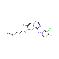 C=C=CCCCOc1cc2c(Nc3ccc(F)c(Cl)c3)ncnc2cc1O ZINC000045336954