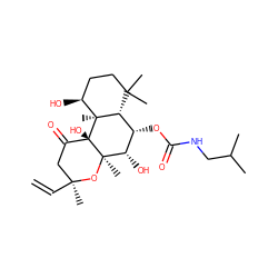 C=C[C@@]1(C)CC(=O)[C@@]2(O)[C@](C)(O1)[C@@H](O)[C@@H](OC(=O)NCC(C)C)[C@H]1C(C)(C)CC[C@H](O)[C@@]12C ZINC000013756838
