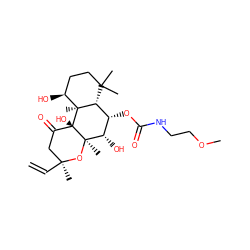 C=C[C@@]1(C)CC(=O)[C@@]2(O)[C@](C)(O1)[C@@H](O)[C@@H](OC(=O)NCCOC)[C@H]1C(C)(C)CC[C@H](O)[C@@]12C ZINC000013756848