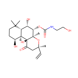 C=C[C@@]1(C)CC(=O)[C@@]2(O)[C@](C)(O1)[C@@H](OC(=O)NCCO)[C@@H](O)[C@H]1C(C)(C)CC[C@H](O)[C@@]12C ZINC000003777035