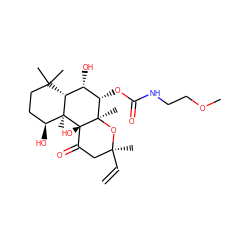C=C[C@@]1(C)CC(=O)[C@@]2(O)[C@](C)(O1)[C@@H](OC(=O)NCCOC)[C@@H](O)[C@H]1C(C)(C)CC[C@H](O)[C@@]12C ZINC000013756831