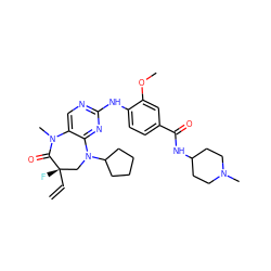 C=C[C@@]1(F)CN(C2CCCC2)c2nc(Nc3ccc(C(=O)NC4CCN(C)CC4)cc3OC)ncc2N(C)C1=O ZINC000059222682