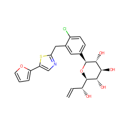 C=C[C@@H](O)[C@H]1O[C@@H](c2ccc(Cl)c(Cc3ncc(-c4ccco4)s3)c2)[C@H](O)[C@@H](O)[C@@H]1O ZINC000066252555