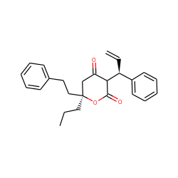 C=C[C@@H](c1ccccc1)C1C(=O)C[C@](CCC)(CCc2ccccc2)OC1=O ZINC000100785316