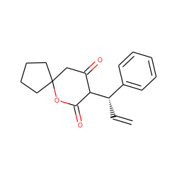 C=C[C@@H](c1ccccc1)C1C(=O)CC2(CCCC2)OC1=O ZINC000005853084