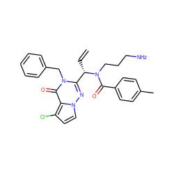 C=C[C@@H](c1nn2ccc(Cl)c2c(=O)n1Cc1ccccc1)N(CCCN)C(=O)c1ccc(C)cc1 ZINC000036184697