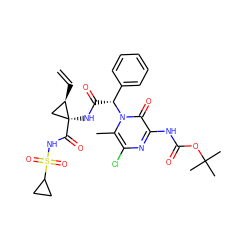 C=C[C@@H]1C[C@]1(NC(=O)[C@H](c1ccccc1)n1c(C)c(Cl)nc(NC(=O)OC(C)(C)C)c1=O)C(=O)NS(=O)(=O)C1CC1 ZINC000058583618