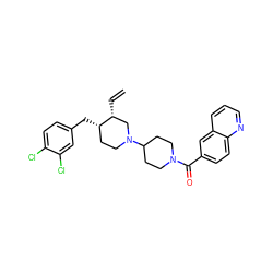 C=C[C@@H]1CN(C2CCN(C(=O)c3ccc4ncccc4c3)CC2)CC[C@@H]1Cc1ccc(Cl)c(Cl)c1 ZINC000028126923