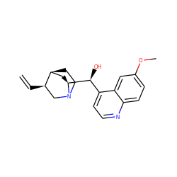 C=C[C@@H]1CN2CC[C@H]1C[C@H]2[C@@H](O)c1ccnc2ccc(OC)cc12 ZINC000000000688