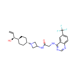 C=C[C@H](O)[C@H]1CC[C@H](N2CC(NC(=O)CNc3ncnc4ccc(C(F)(F)F)cc34)C2)CC1 ZINC000149171587