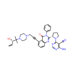 C=C[C@H](O)C(C)(C)N1CCN(CC#Cc2cccc3nc([C@@H]4CCCN4c4ncnc(N)c4C#N)n(-c4ccccc4)c(=O)c23)CC1 ZINC001772617290