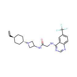 C=C[C@H]1CC[C@H](N2CC(NC(=O)CNc3ncnc4ccc(C(F)(F)F)cc34)C2)CC1 ZINC000149154315