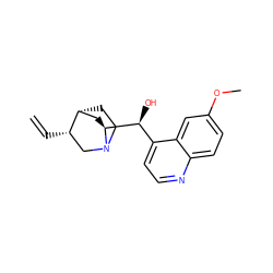 C=C[C@H]1CN2CC[C@@H]1C[C@H]2[C@@H](O)c1ccnc2ccc(OC)cc12 ZINC000004521307