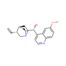 C=C[C@H]1CN2CC[C@H]1C[C@H]2[C@H](O)c1ccnc2ccc(OC)cc12 ZINC000003831404