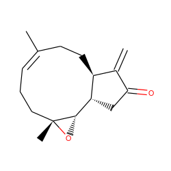 C=C1C(=O)C[C@@H]2[C@@H]3O[C@]3(C)CC/C=C(\C)CC[C@@H]12 ZINC000653720288