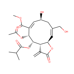 C=C1C(=O)O[C@@H]2/C=C(/CO)C[C@H](O)/C=C(/C(=O)OC)[C@@H](OC(C)=O)[C@@H](OC(=O)C(C)C)[C@@H]12 ZINC000096269579