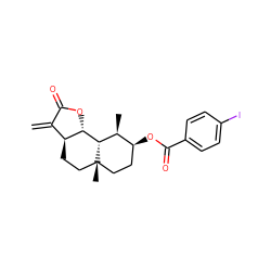 C=C1C(=O)O[C@H]2[C@H]1CC[C@@]1(C)CC[C@H](OC(=O)c3ccc(I)cc3)[C@H](C)[C@@H]21 ZINC001772606860