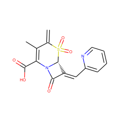 C=C1C(C)=C(C(=O)O)N2C(=O)/C(=C/c3ccccn3)[C@H]2S1(=O)=O ZINC000027899468