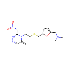 C=C1C(C)=NN/C(=C\[N+](=O)[O-])N1CCSCc1ccc(CN(C)C)o1 ZINC001772648141