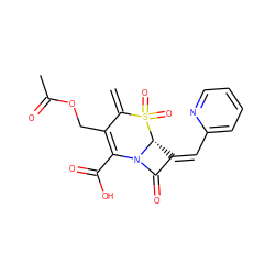 C=C1C(COC(C)=O)=C(C(=O)O)N2C(=O)/C(=C/c3ccccn3)[C@H]2S1(=O)=O ZINC000027978617