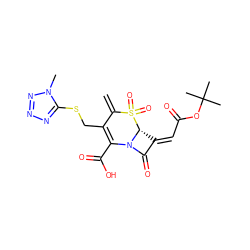 C=C1C(CSc2nnnn2C)=C(C(=O)O)N2C(=O)/C(=C/C(=O)OC(C)(C)C)[C@H]2S1(=O)=O ZINC000027980082