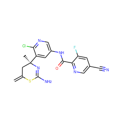 C=C1C[C@@](C)(c2cc(NC(=O)c3ncc(C#N)cc3F)cnc2Cl)N=C(N)S1 ZINC000147034453