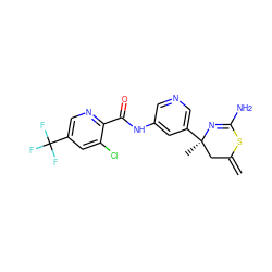 C=C1C[C@@](C)(c2cncc(NC(=O)c3ncc(C(F)(F)F)cc3Cl)c2)N=C(N)S1 ZINC000147124078